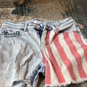 Judy Blue Women's Light Denim Shorts with Red and White Stripes
